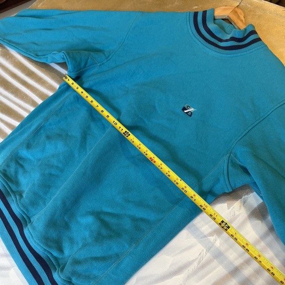 Vintage Teal Blue Thick CB Cutter Buck Long Sleeve Mock Neck Sweatshirt … - Picture 9 of 11